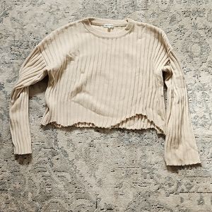 Croped distressed knit sweater